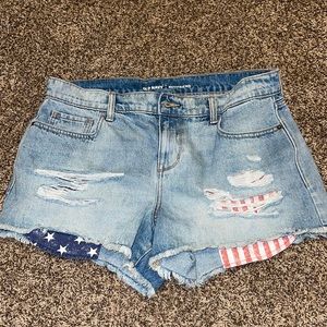 Old Navy Blue Jean American Flag Shorts